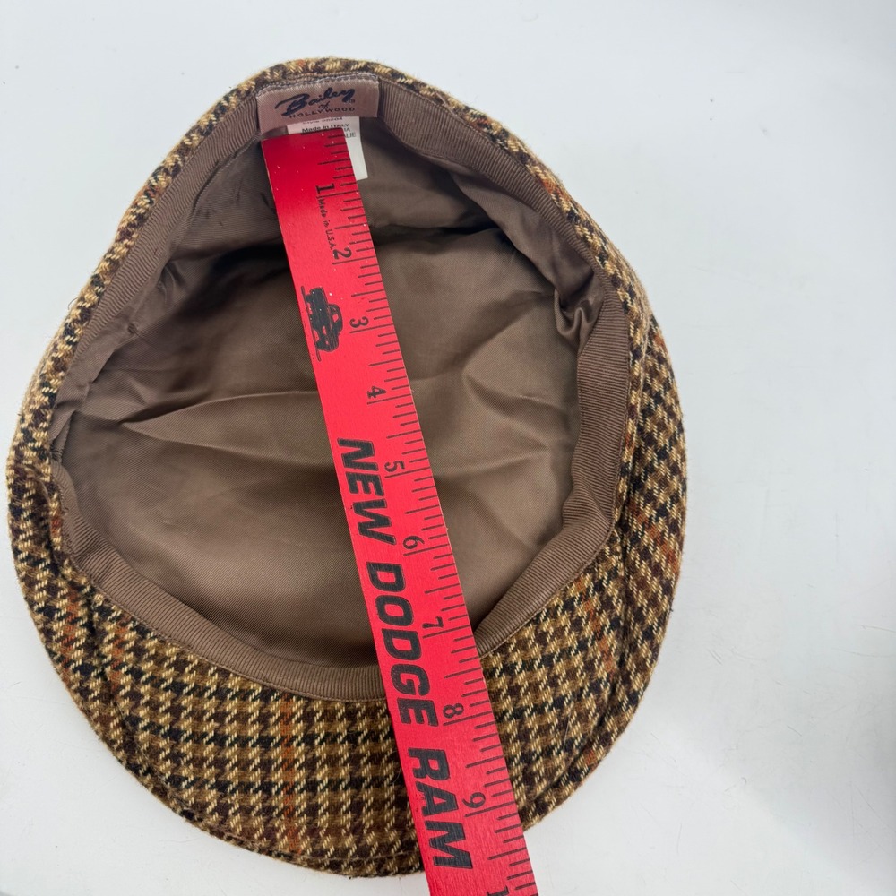 Bailey of Hollywood Flat Cap Mens Large Brown Houndstooth Italy Ivy Hat Newsboys - Picture 6 of 8